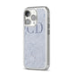 Grey Marble Grey Initials iPhone 14 Pro Clear Tough Case Silver Angled Image