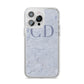 Grey Marble Grey Initials iPhone 14 Pro Max Clear Tough Case Silver