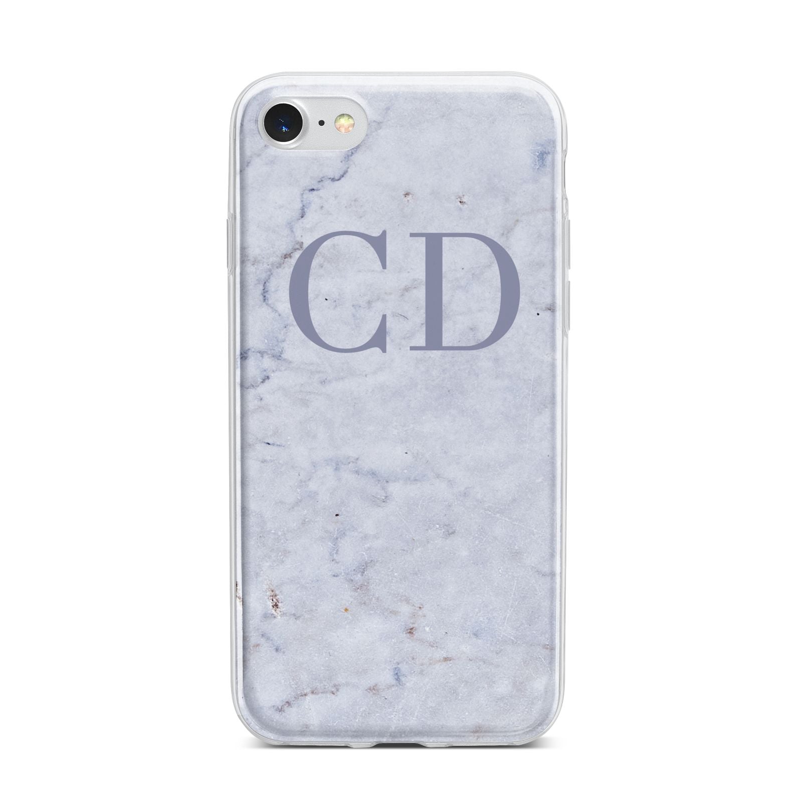 Grey Marble Grey Initials iPhone 7 Bumper Case on Silver iPhone