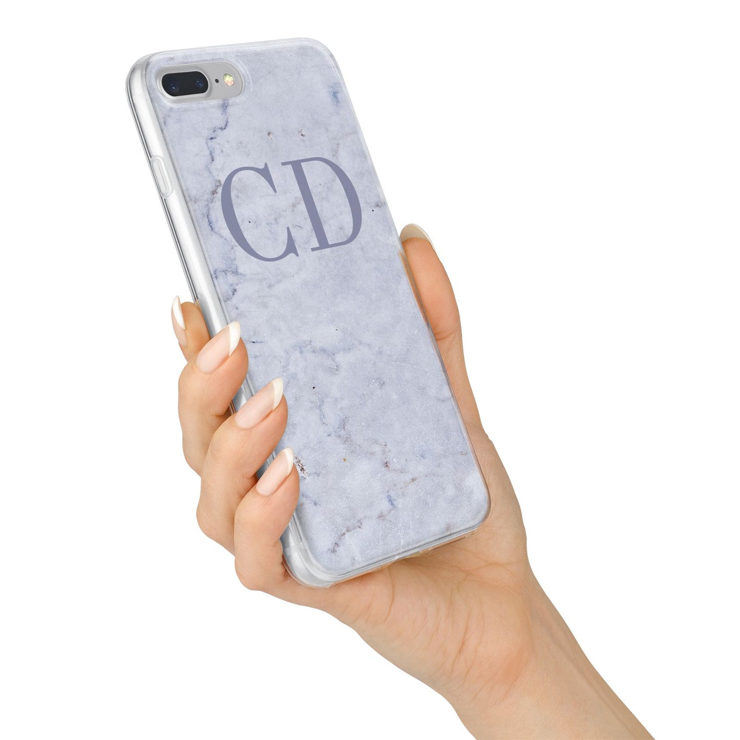 Grey Marble Grey Initials iPhone 7 Plus Bumper Case on Silver iPhone Alternative Image