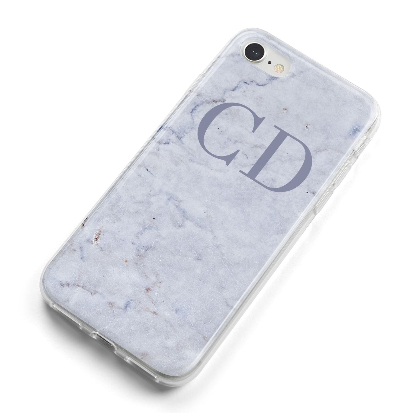 Grey Marble Grey Initials iPhone 8 Bumper Case on Silver iPhone Alternative Image
