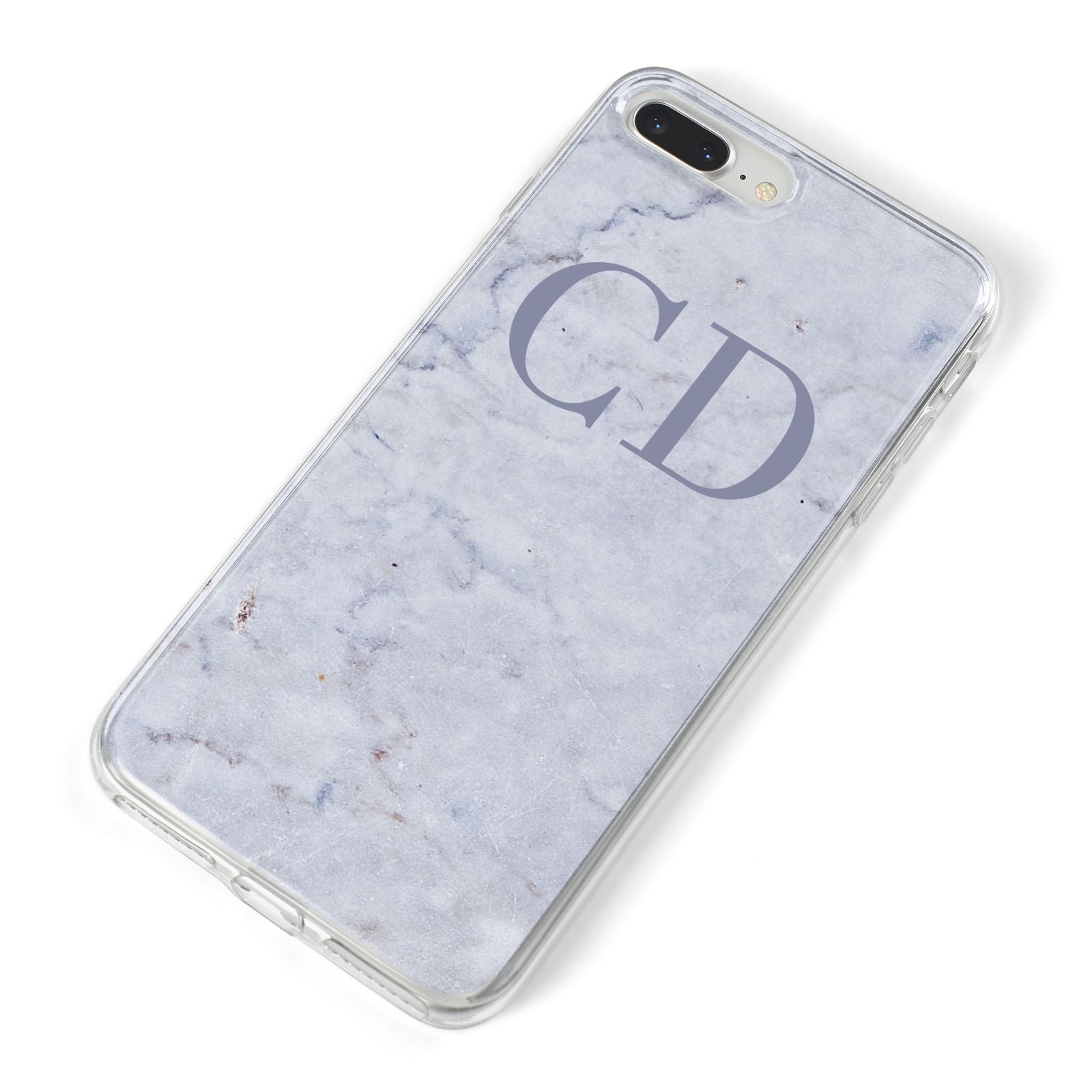Grey Marble Grey Initials iPhone 8 Plus Bumper Case on Silver iPhone Alternative Image
