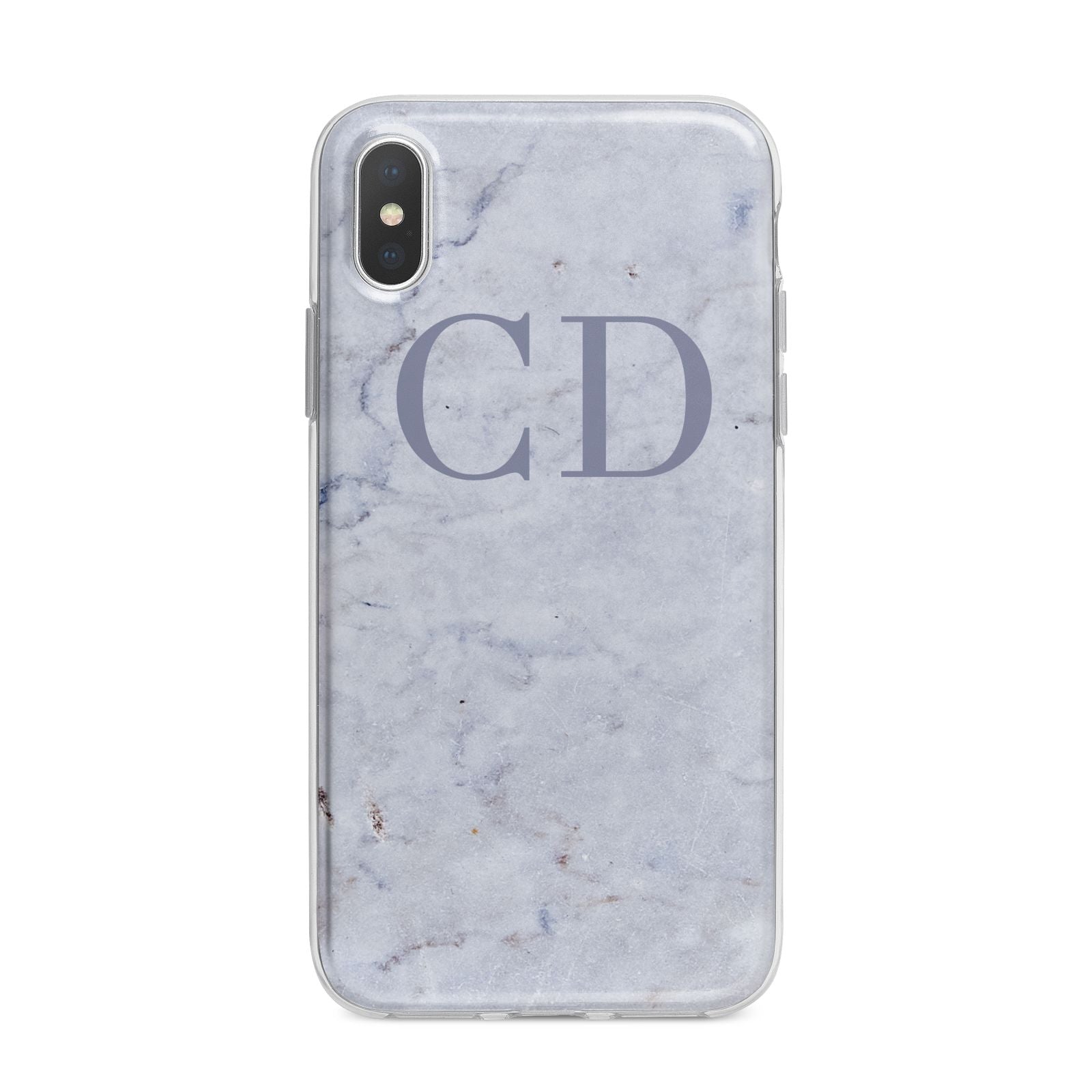 Grey Marble Grey Initials iPhone X Bumper Case on Silver iPhone Alternative Image 1