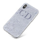 Grey Marble Grey Initials iPhone X Bumper Case on Silver iPhone