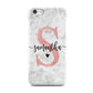 Grey Marble Personalised Pink Glitter Initial Apple iPhone 5c Case
