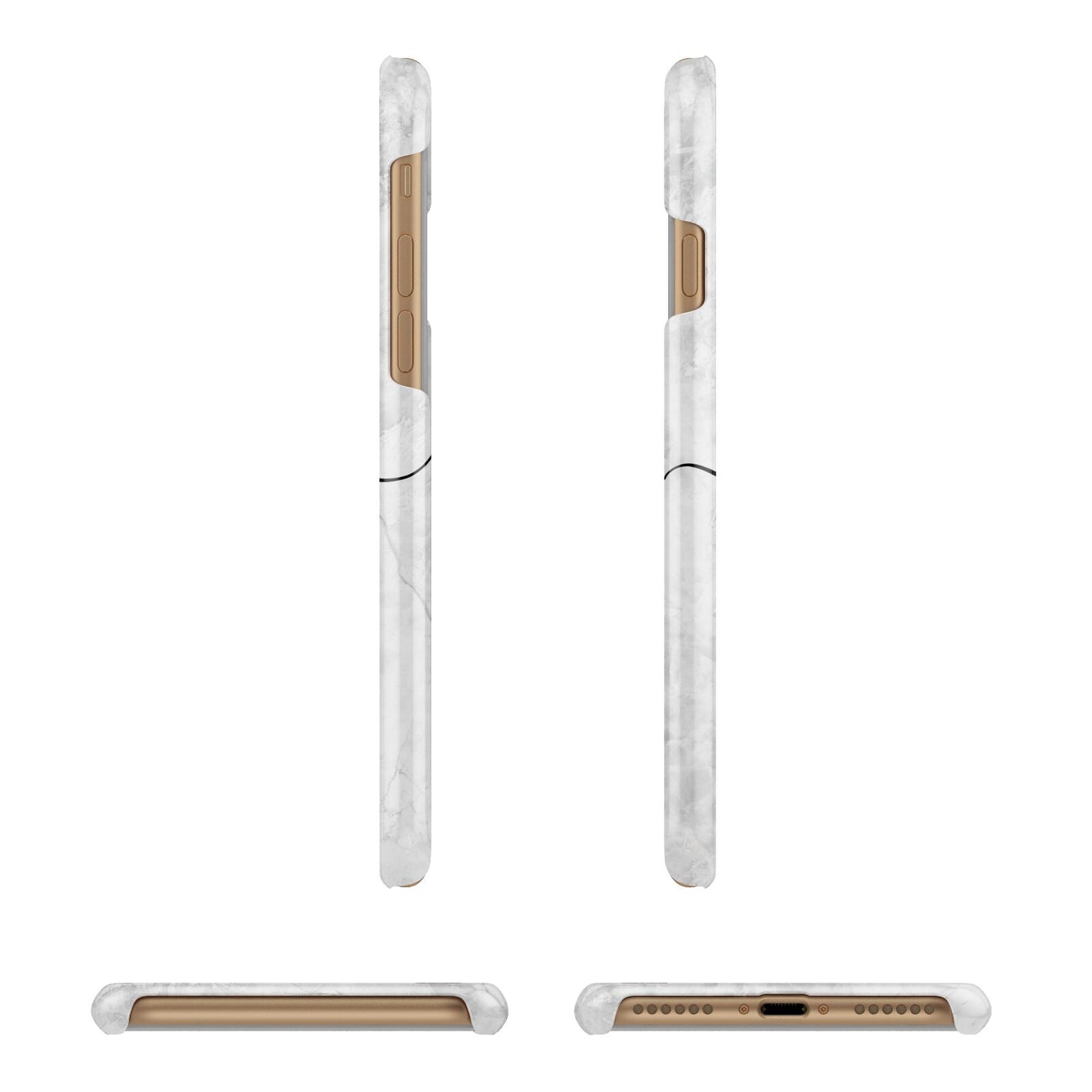 Grey Marble Personalised Pink Glitter Initial Apple iPhone 7 8 3D Wrap Snap Case Angled Images