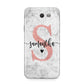 Grey Marble Personalised Pink Glitter Initial Samsung Galaxy J7 2017 Case