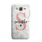 Grey Marble Personalised Pink Glitter Initial Samsung Galaxy J7 Case