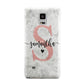 Grey Marble Personalised Pink Glitter Initial Samsung Galaxy Note 4 Case