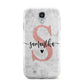 Grey Marble Personalised Pink Glitter Initial Samsung Galaxy S4 Case