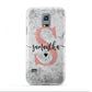 Grey Marble Personalised Pink Glitter Initial Samsung Galaxy S5 Mini Case