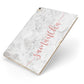 Grey Marble Personalised Vertical Glitter Name Apple iPad Case on Gold iPad Side View