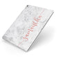 Grey Marble Personalised Vertical Glitter Name Apple iPad Case on Silver iPad Side View