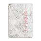 Grey Marble Personalised Vertical Glitter Name Apple iPad Gold Case