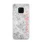 Grey Marble Personalised Vertical Glitter Name Huawei Mate 20 Pro Phone Case