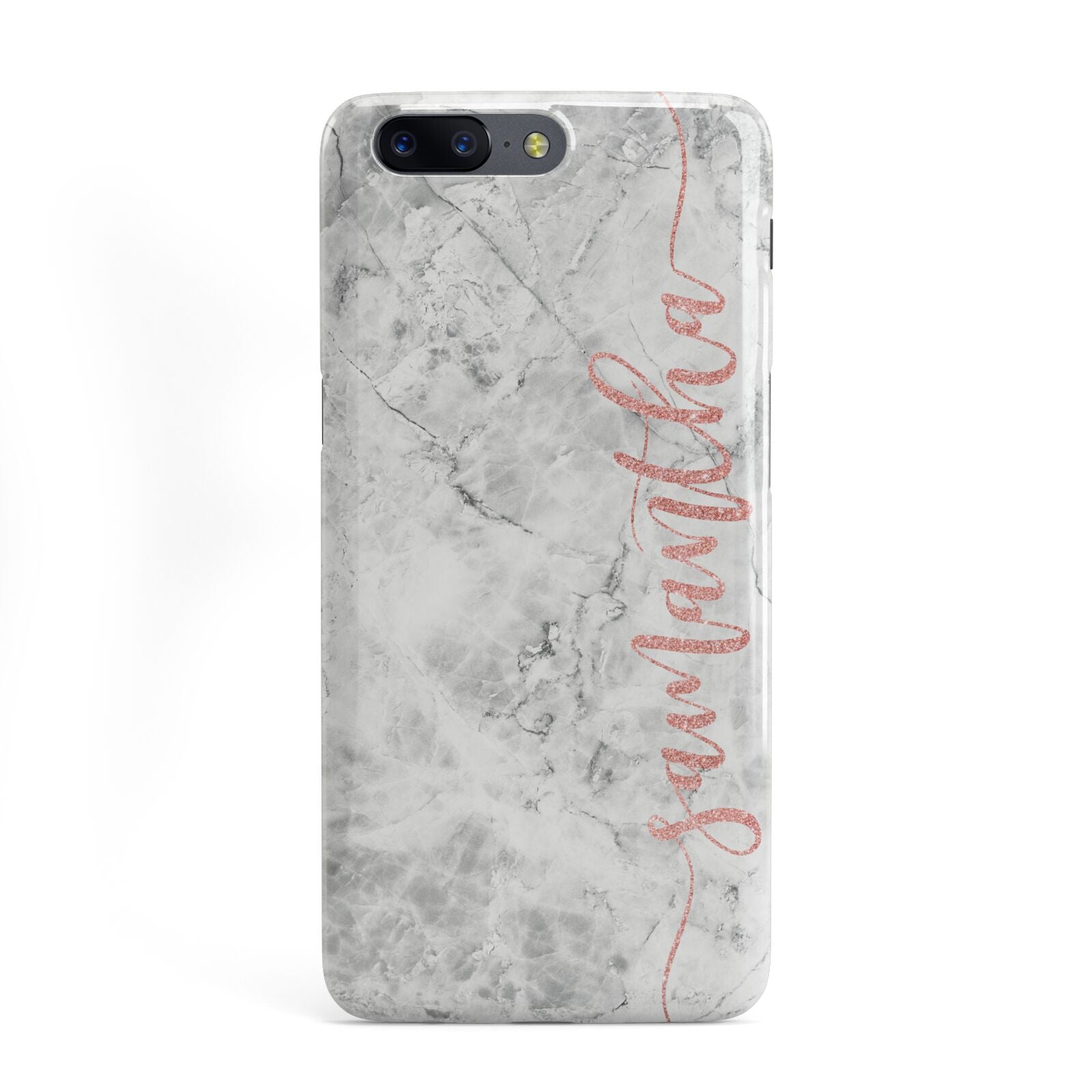 Grey Marble Personalised Vertical Glitter Name OnePlus Case