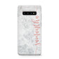 Grey Marble Personalised Vertical Glitter Name Protective Samsung Galaxy Case