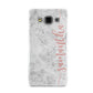 Grey Marble Personalised Vertical Glitter Name Samsung Galaxy A3 Case