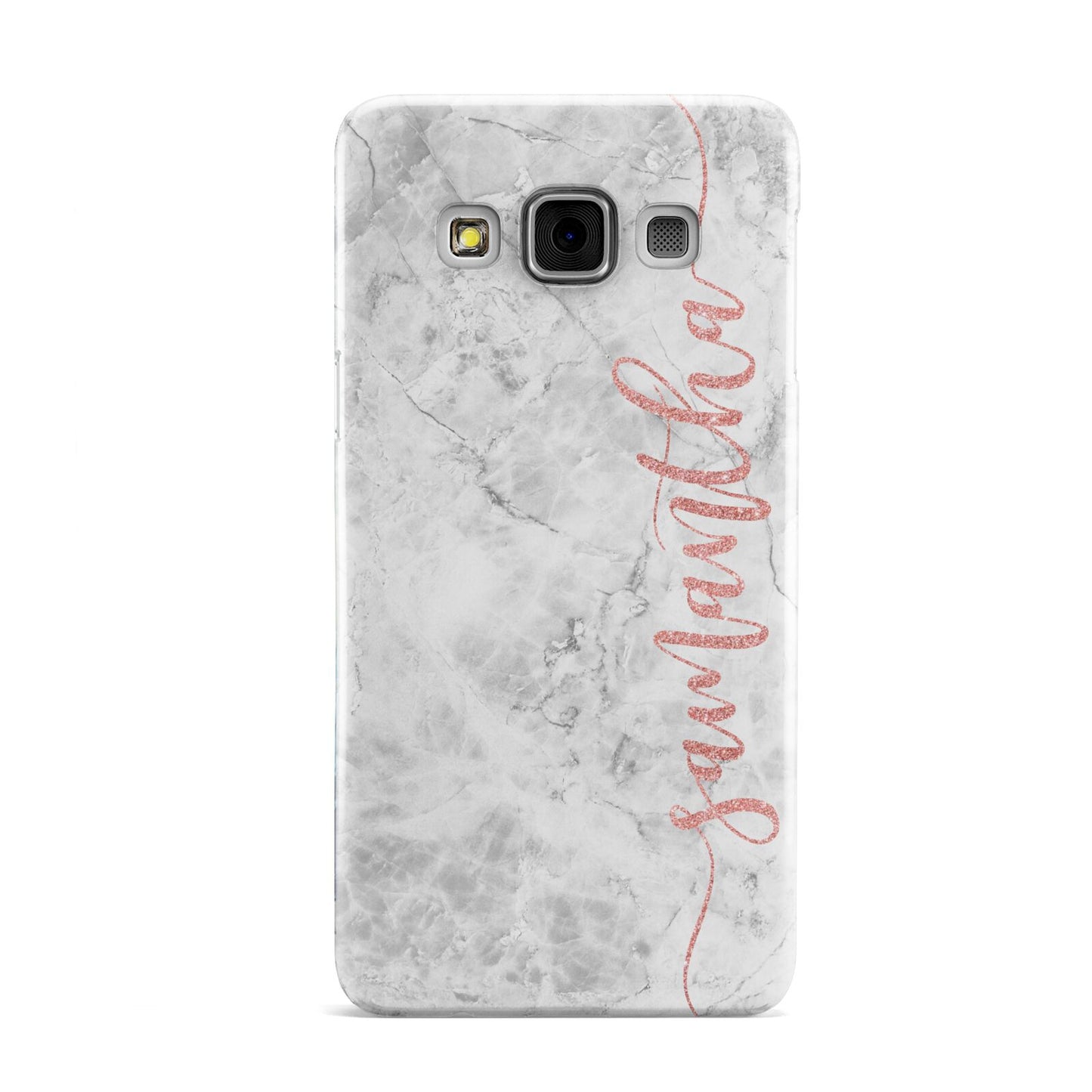 Grey Marble Personalised Vertical Glitter Name Samsung Galaxy A3 Case