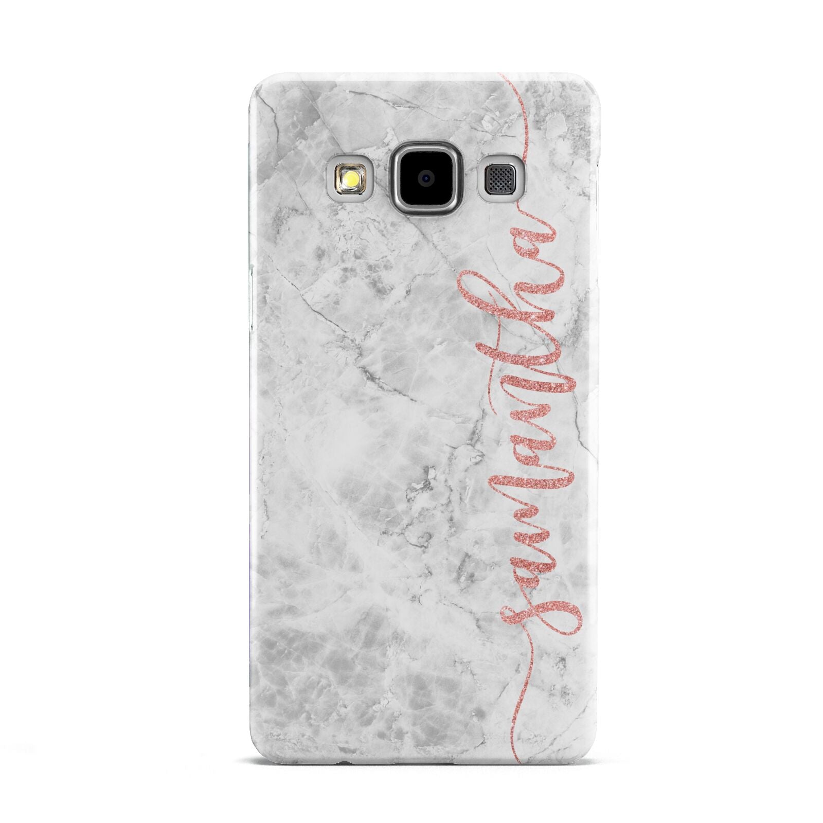 Grey Marble Personalised Vertical Glitter Name Samsung Galaxy A5 Case