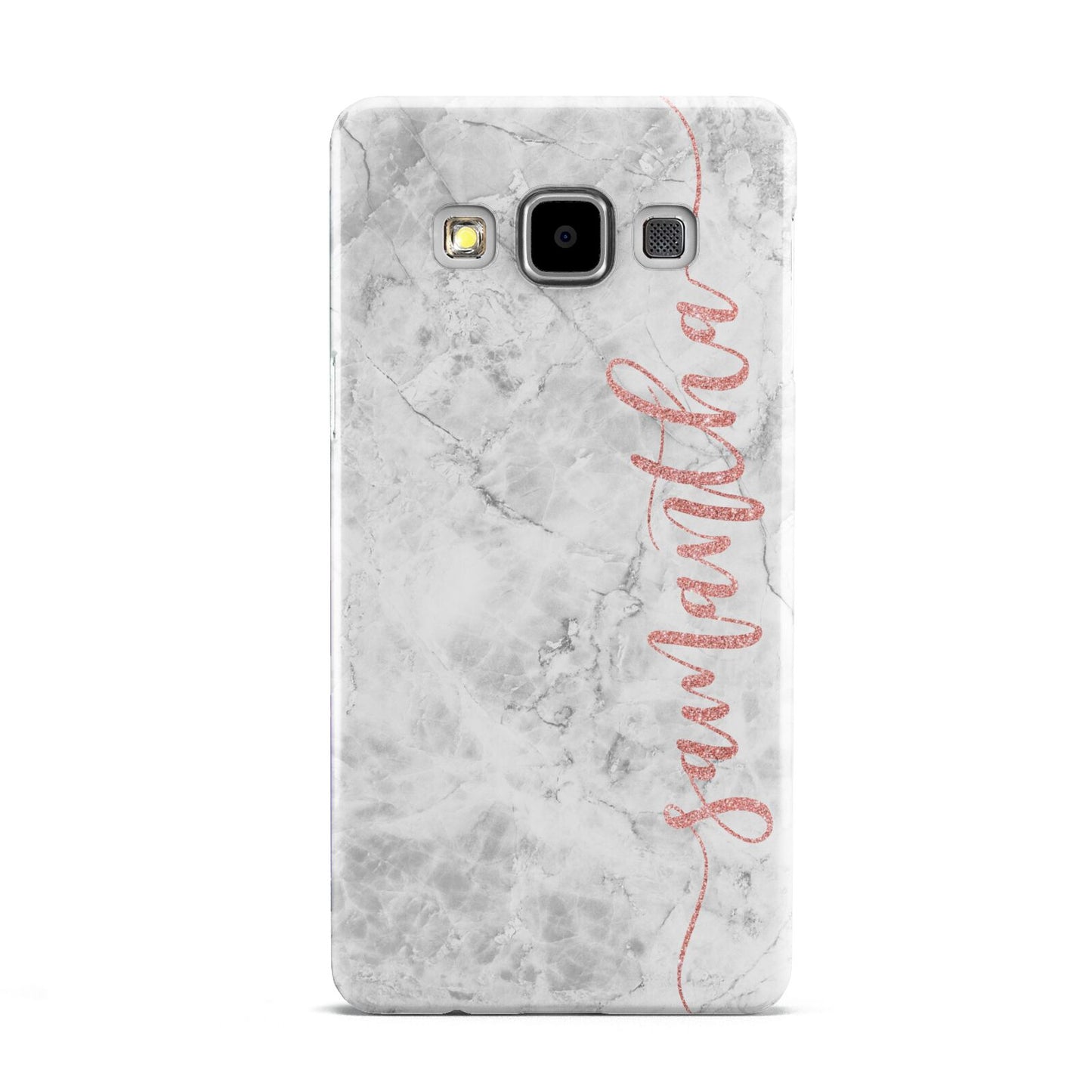 Grey Marble Personalised Vertical Glitter Name Samsung Galaxy A5 Case