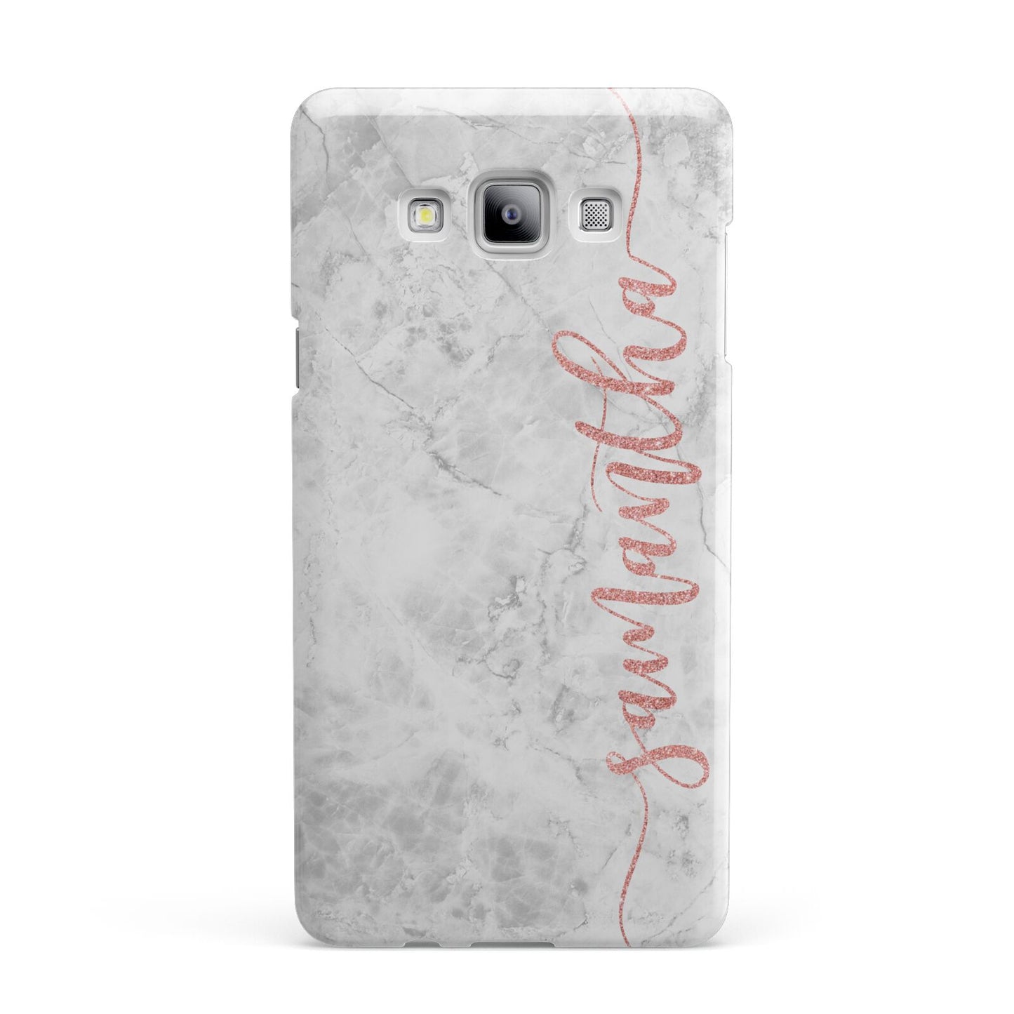 Grey Marble Personalised Vertical Glitter Name Samsung Galaxy A7 2015 Case