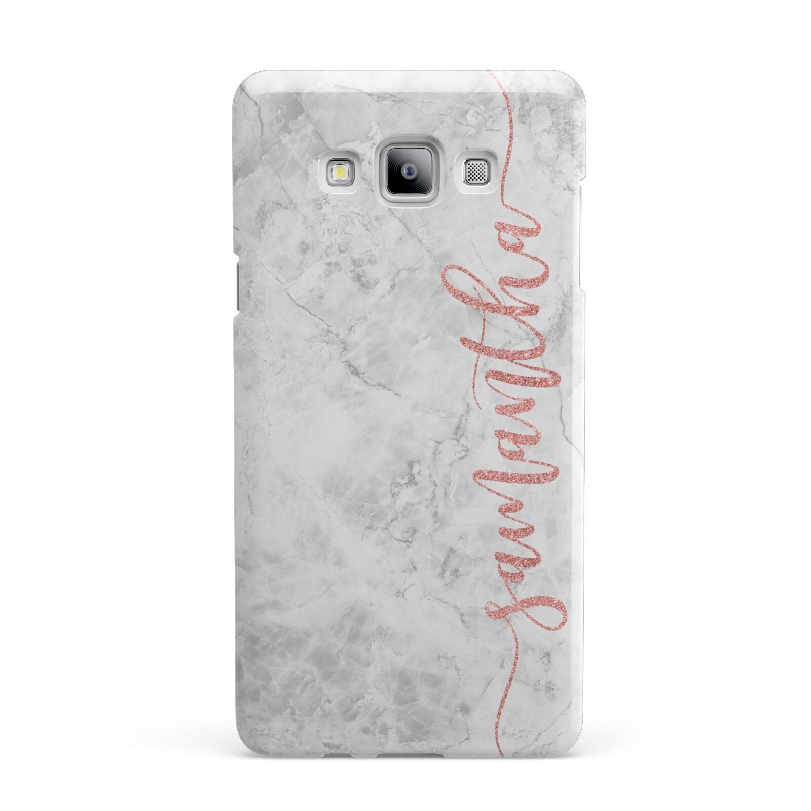 Grey Marble Personalised Vertical Glitter Name Samsung Galaxy A7 2015 Case