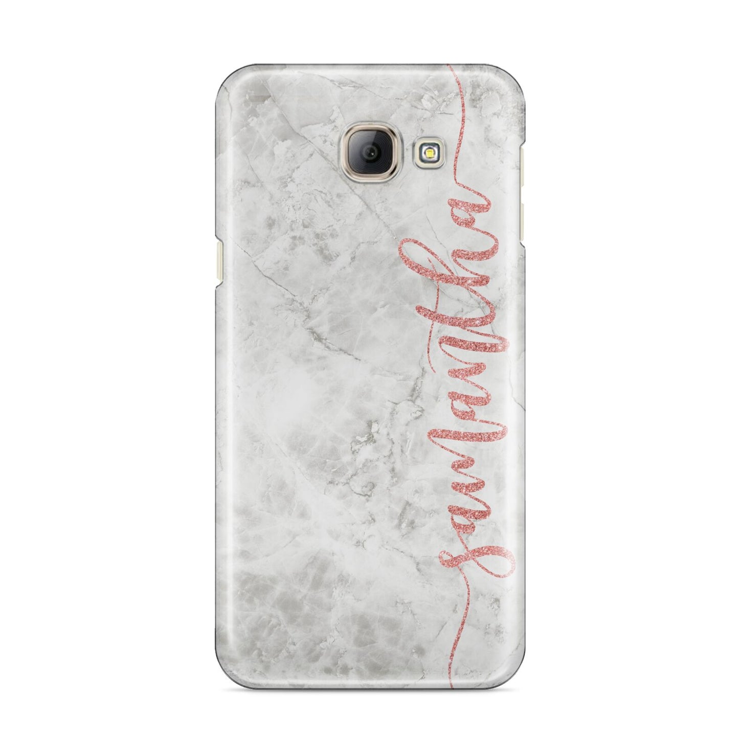 Grey Marble Personalised Vertical Glitter Name Samsung Galaxy A8 2016 Case