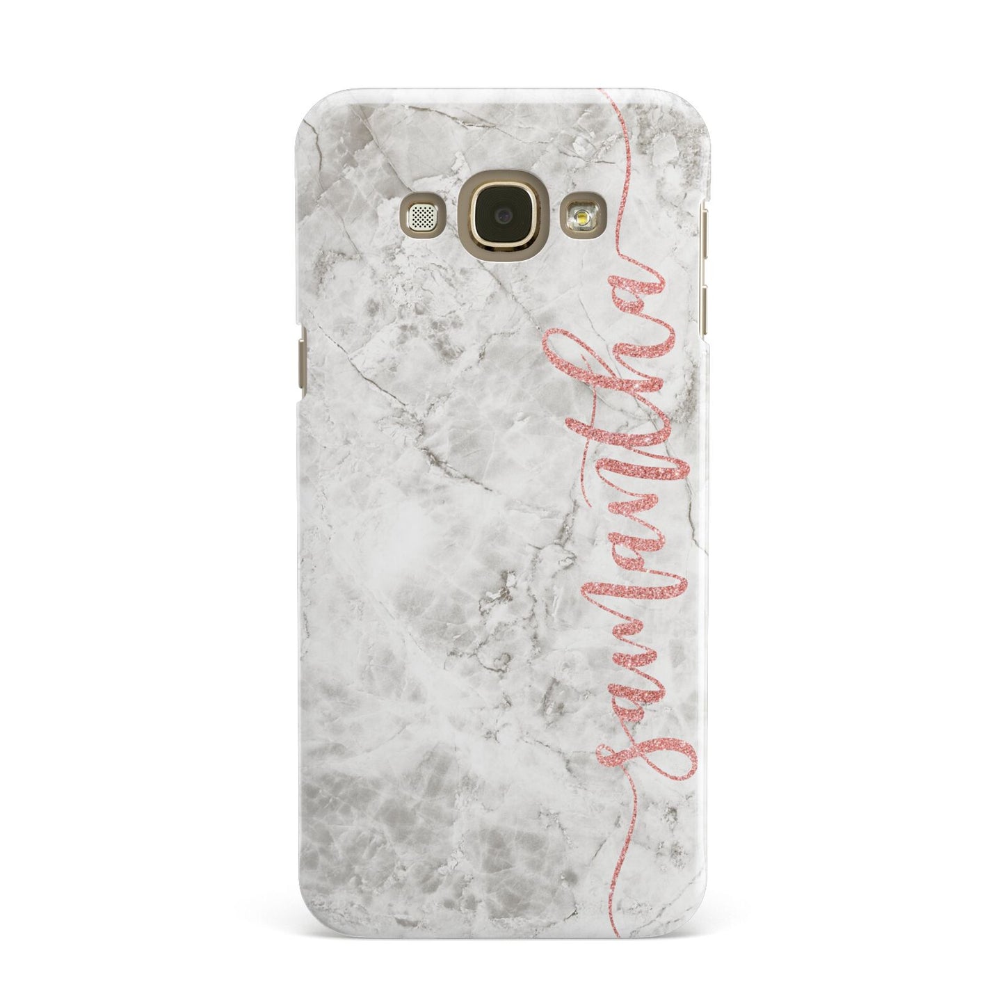 Grey Marble Personalised Vertical Glitter Name Samsung Galaxy A8 Case