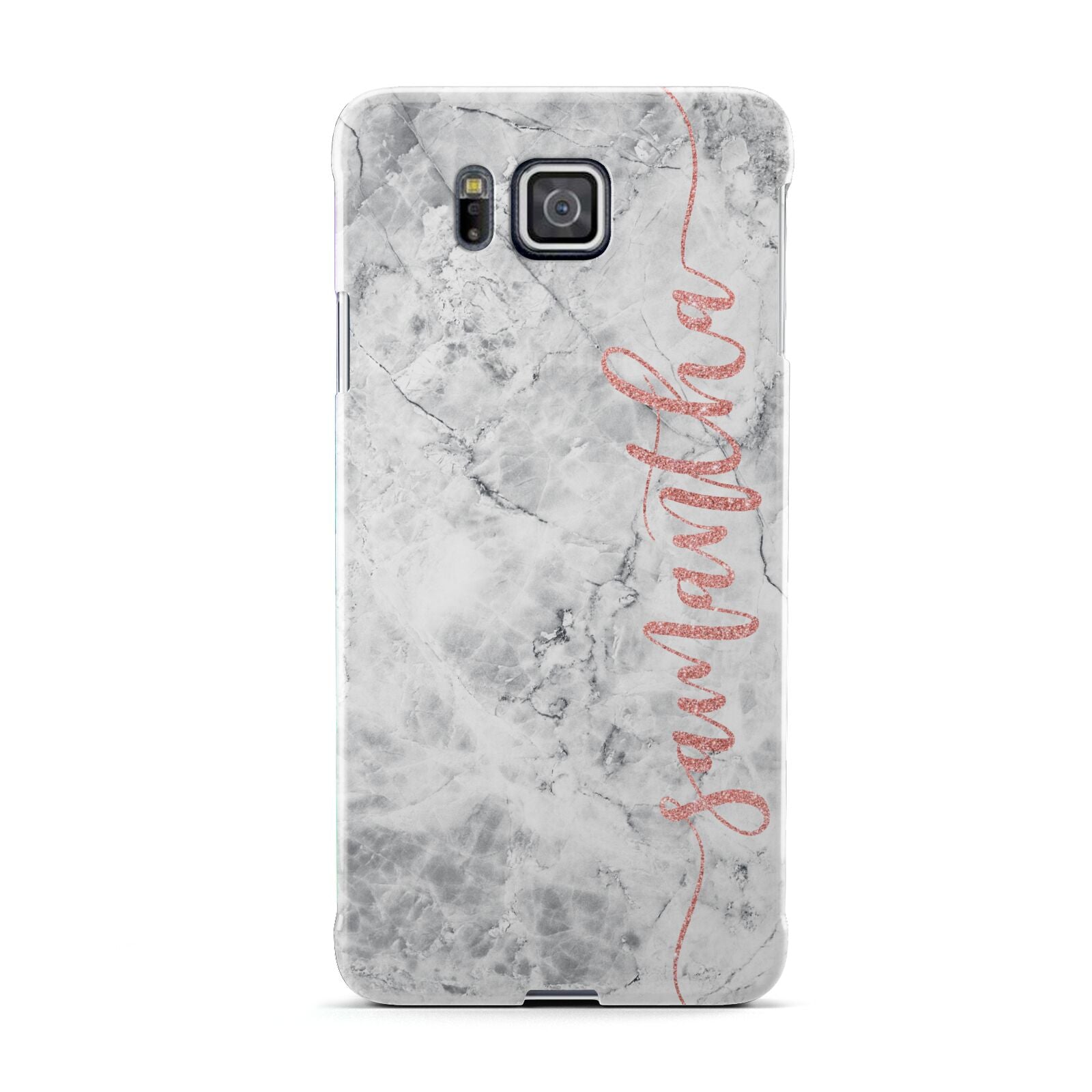 Grey Marble Personalised Vertical Glitter Name Samsung Galaxy Alpha Case