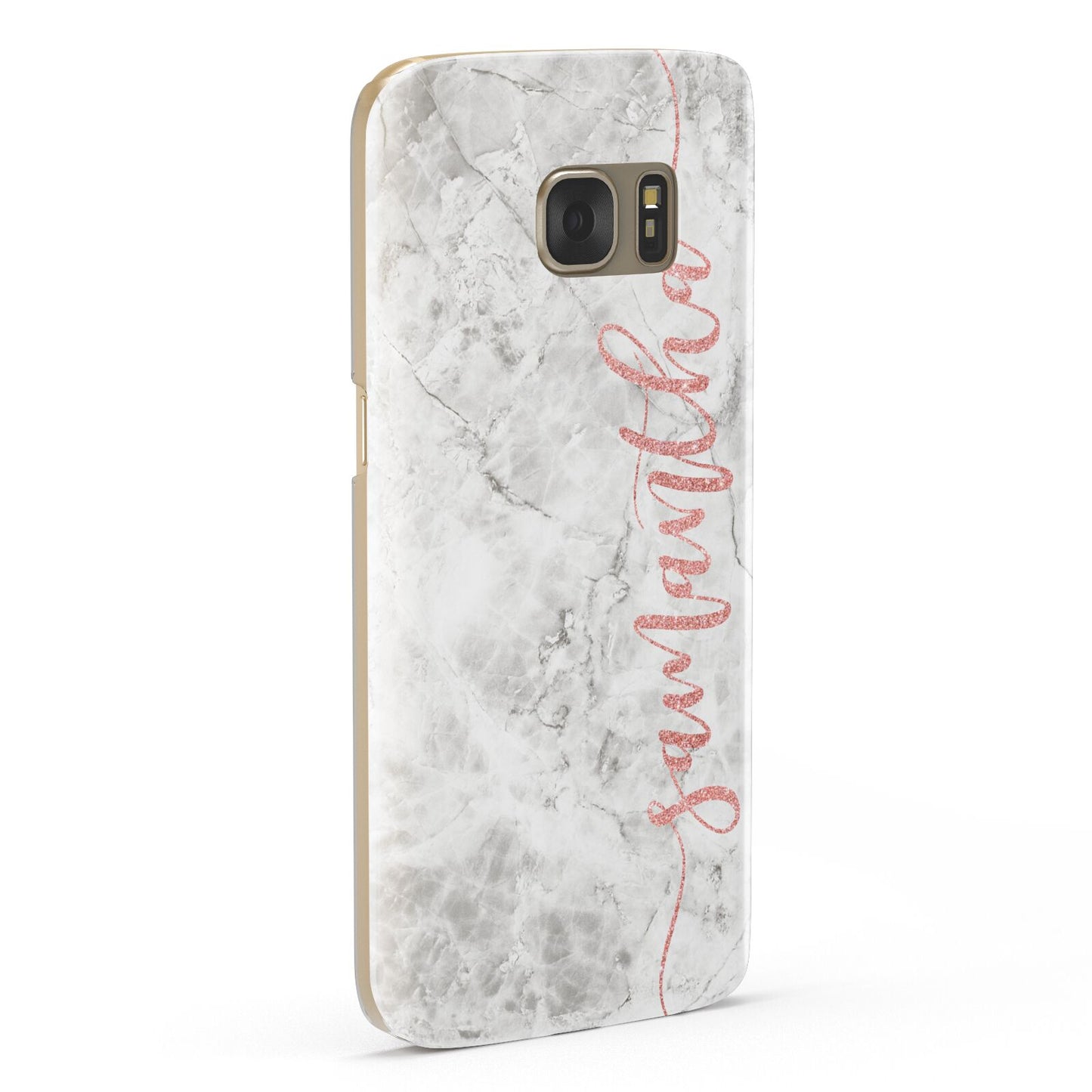 Grey Marble Personalised Vertical Glitter Name Samsung Galaxy Case Fourty Five Degrees
