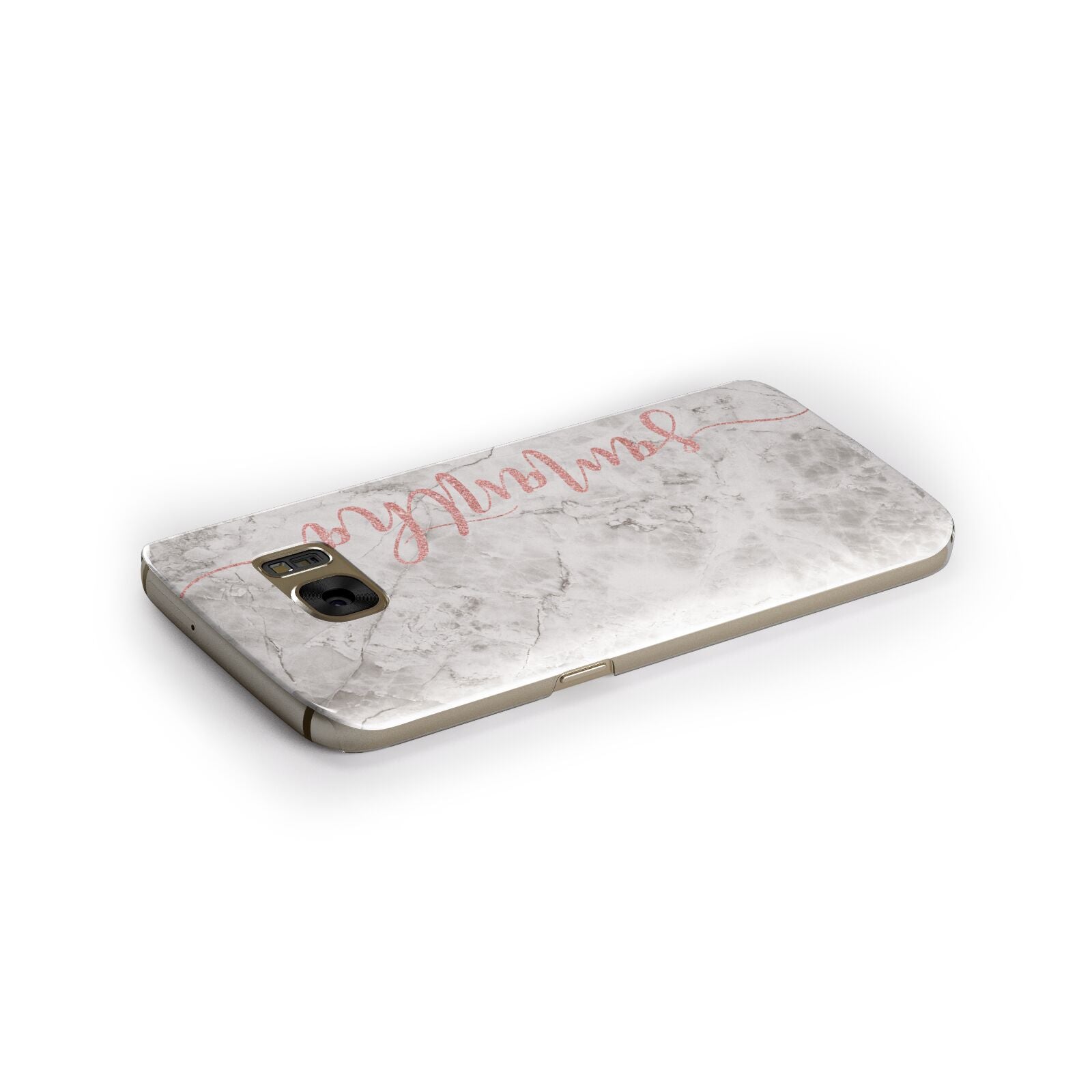 Grey Marble Personalised Vertical Glitter Name Samsung Galaxy Case Side Close Up