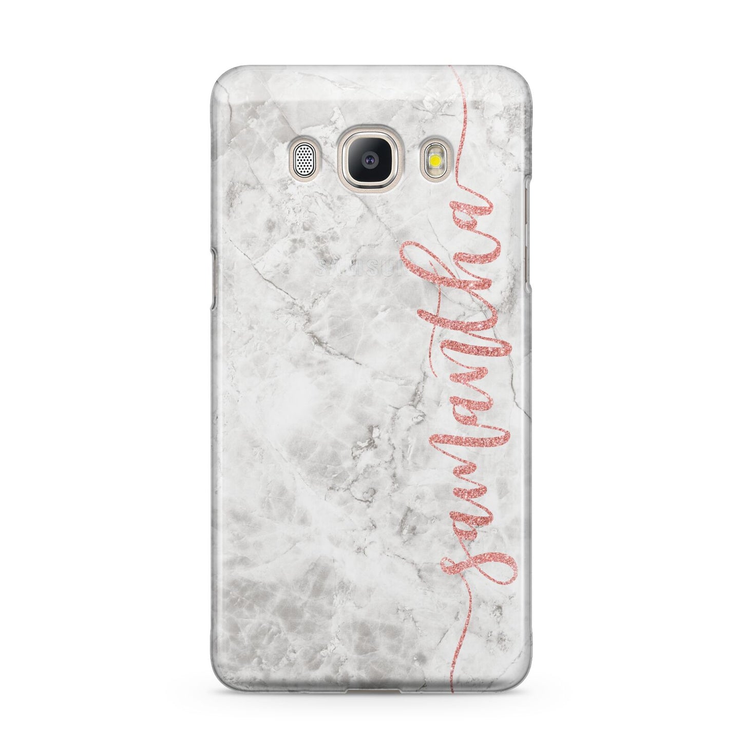 Grey Marble Personalised Vertical Glitter Name Samsung Galaxy J5 2016 Case