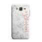 Grey Marble Personalised Vertical Glitter Name Samsung Galaxy J7 Case