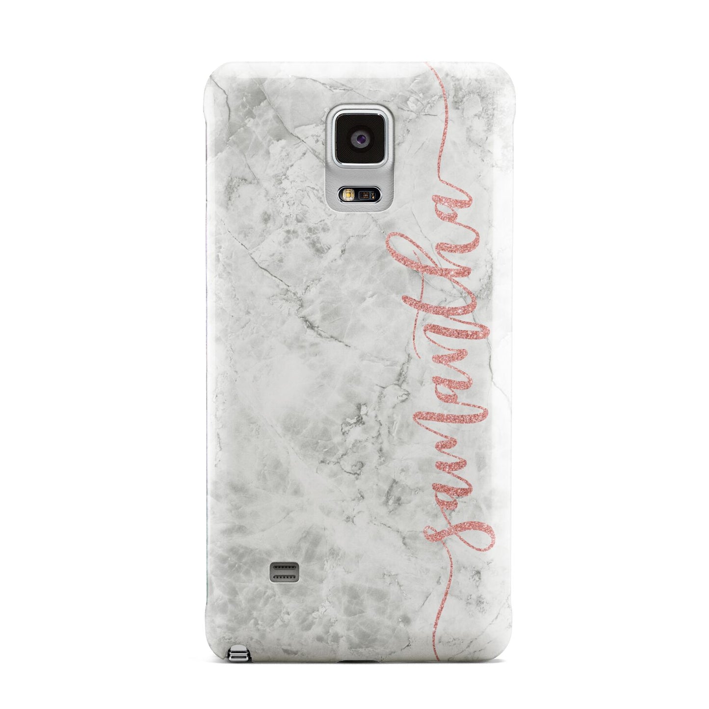 Grey Marble Personalised Vertical Glitter Name Samsung Galaxy Note 4 Case