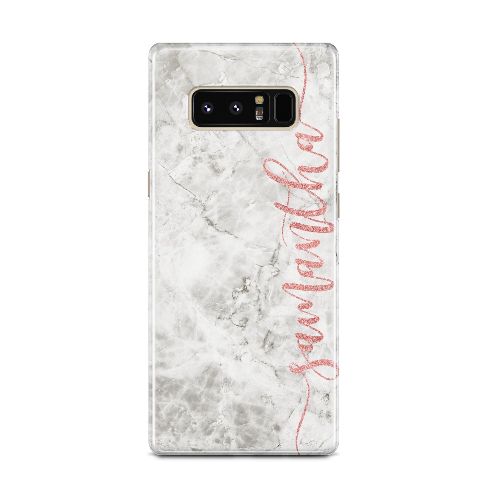 Grey Marble Personalised Vertical Glitter Name Samsung Galaxy Note 8 Case
