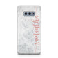 Grey Marble Personalised Vertical Glitter Name Samsung Galaxy S10E Case