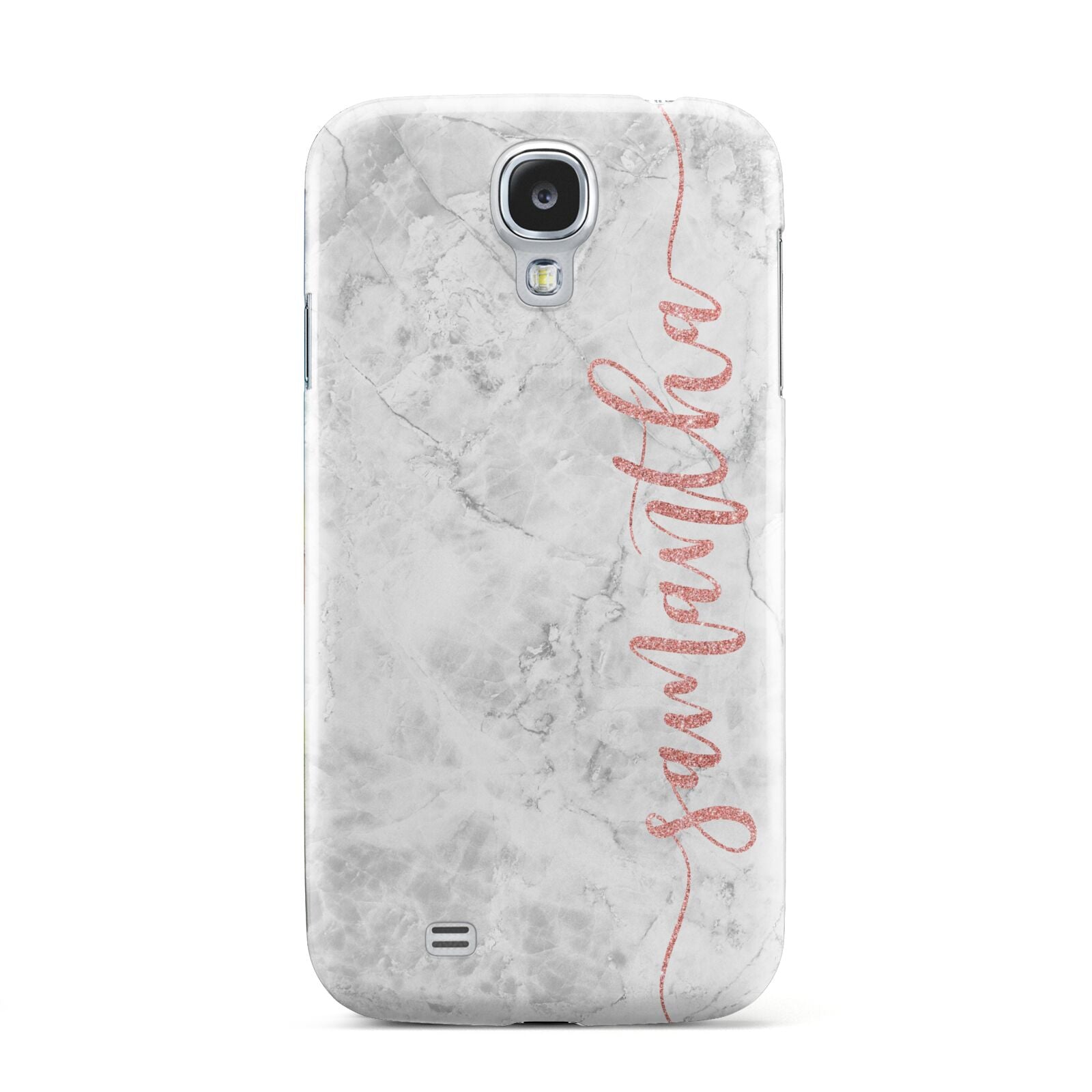 Grey Marble Personalised Vertical Glitter Name Samsung Galaxy S4 Case