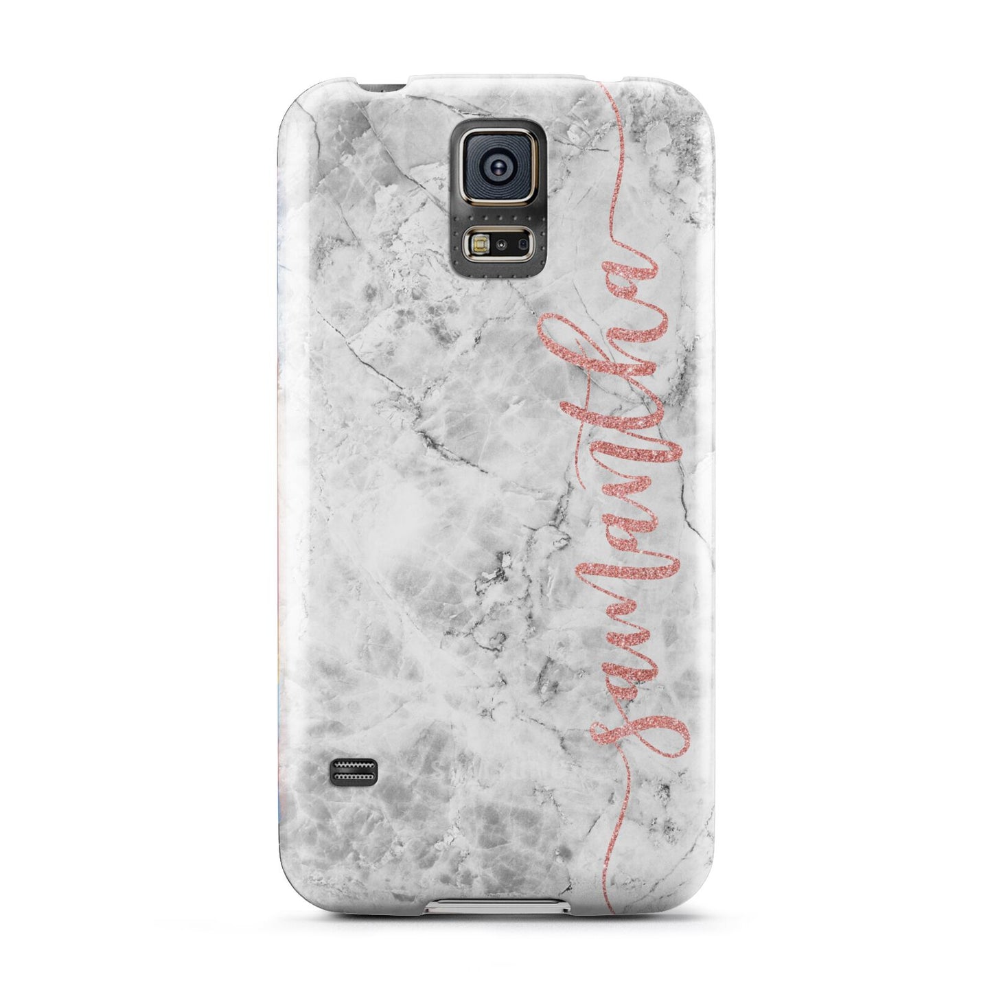 Grey Marble Personalised Vertical Glitter Name Samsung Galaxy S5 Case