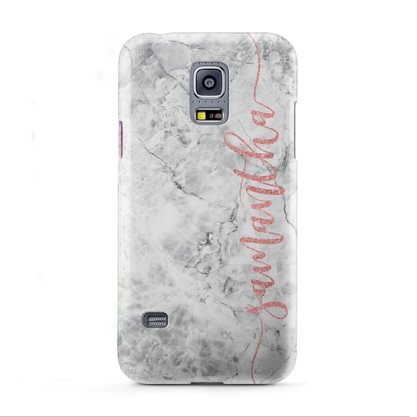 Grey Marble Personalised Vertical Glitter Name Samsung Galaxy S5 Mini Case