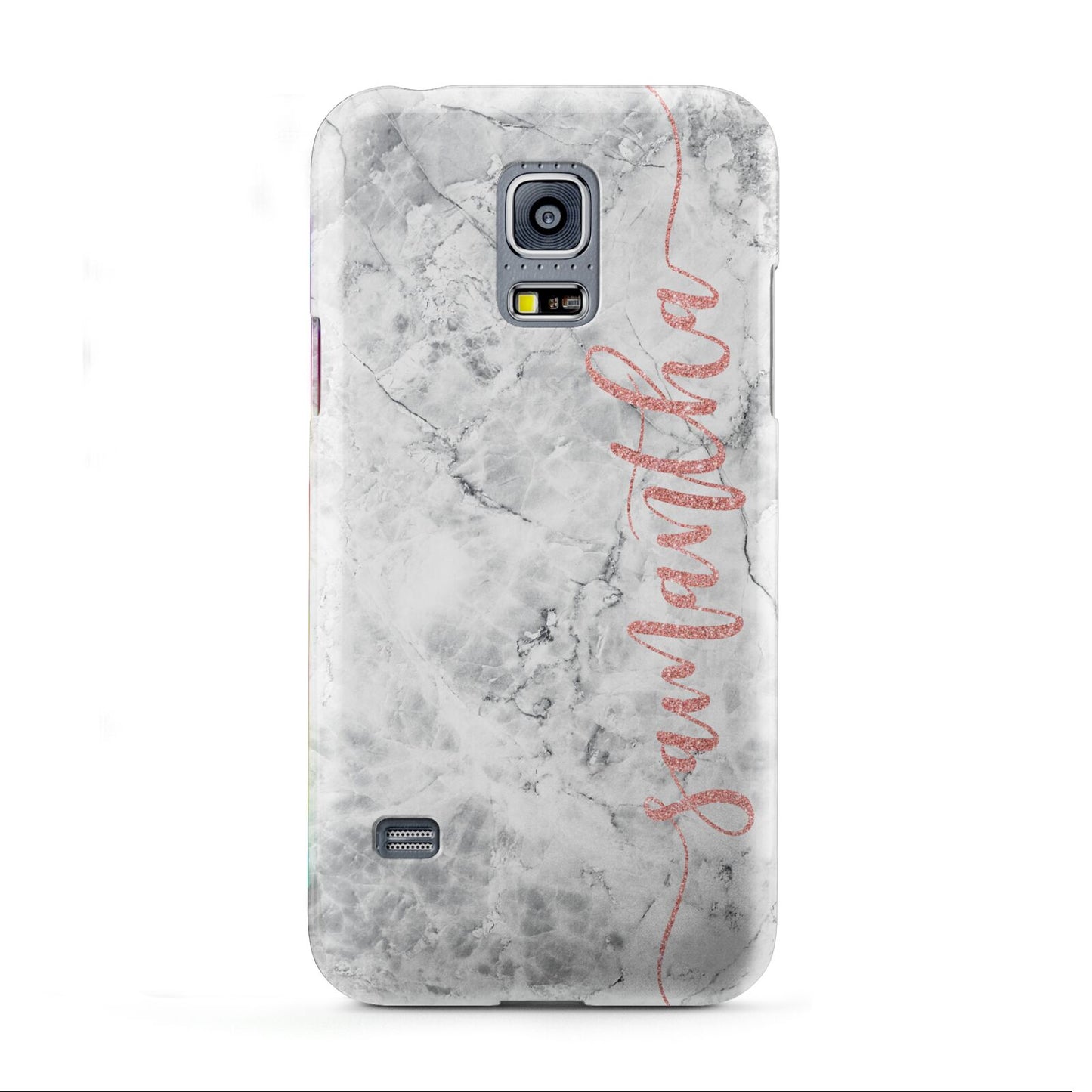 Grey Marble Personalised Vertical Glitter Name Samsung Galaxy S5 Mini Case