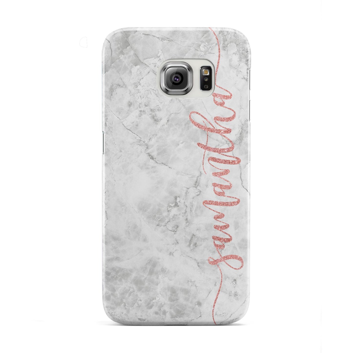 Grey Marble Personalised Vertical Glitter Name Samsung Galaxy S6 Edge Case