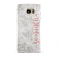 Grey Marble Personalised Vertical Glitter Name Samsung Galaxy S7 Edge Case