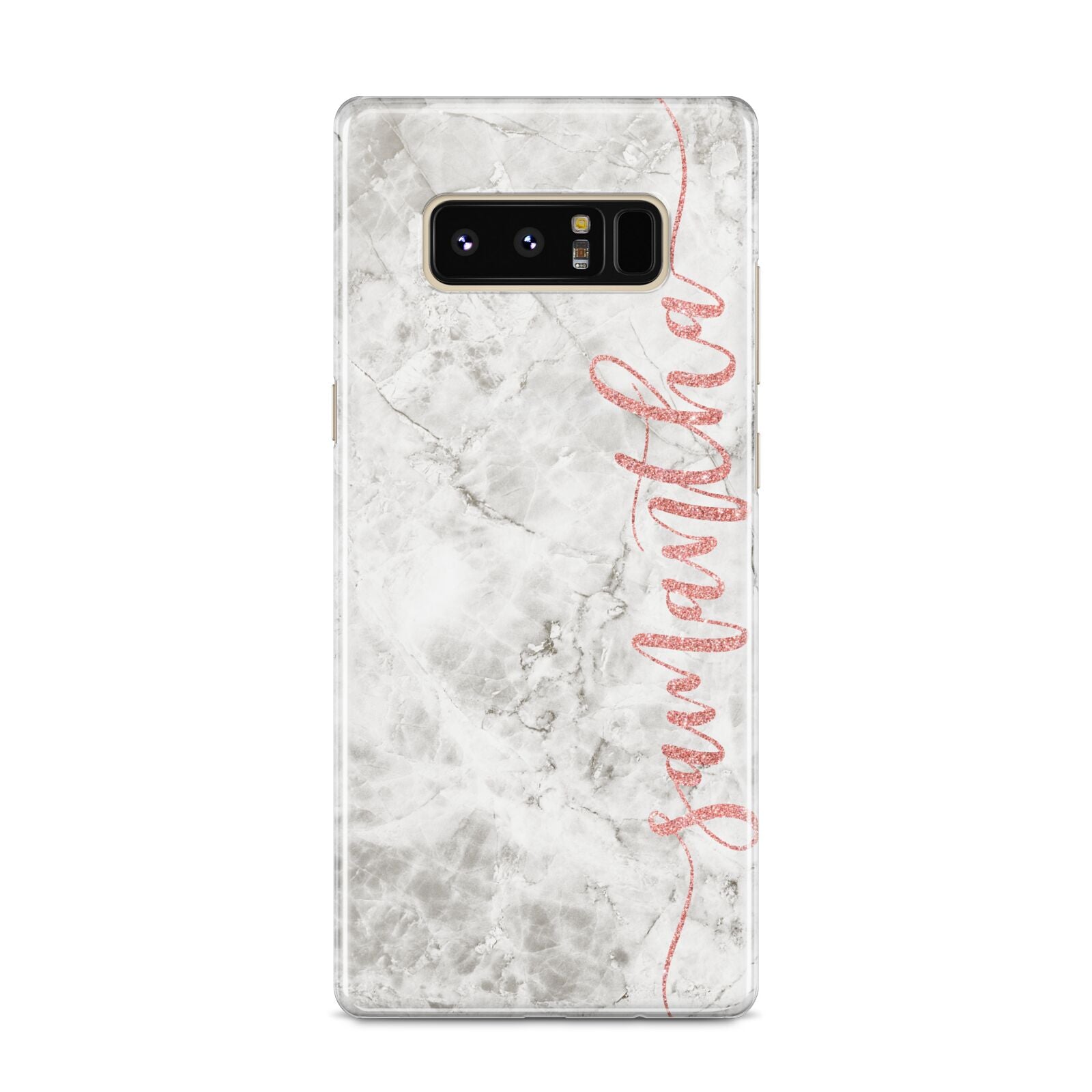 Grey Marble Personalised Vertical Glitter Name Samsung Galaxy S8 Case