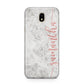 Grey Marble Personalised Vertical Glitter Name Samsung J5 2017 Case