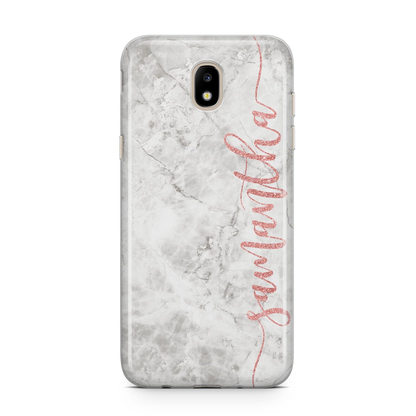 Grey Marble Personalised Vertical Glitter Name Samsung J5 2017 Case