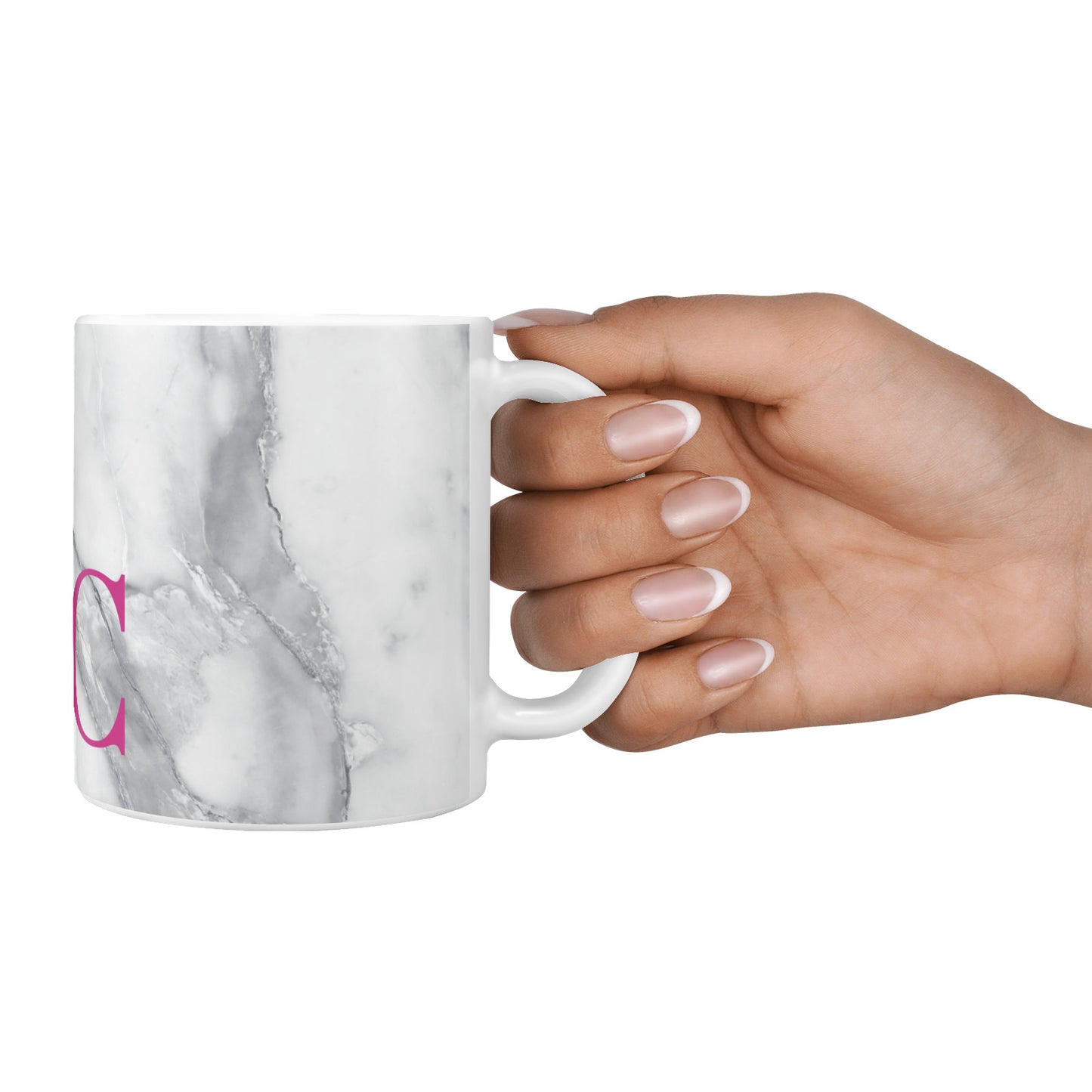 Grey Marble Pink Initials 10oz Mug Alternative Image 4