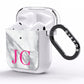 Grey Marble Pink Initials AirPods Clear Case Side Image