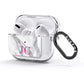 Grey Marble Pink Initials AirPods Glitter Case 3rd Gen Side Image