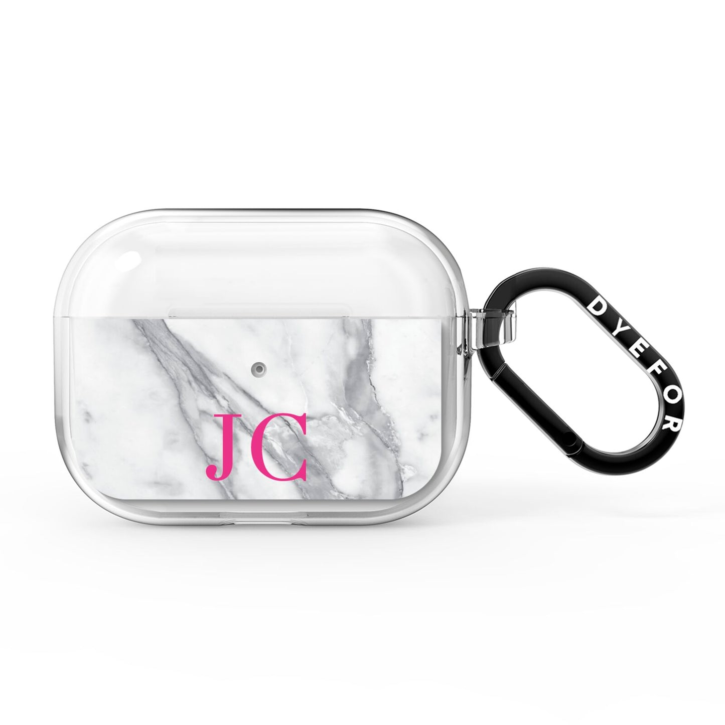 Grey Marble Pink Initials AirPods Pro Clear Case